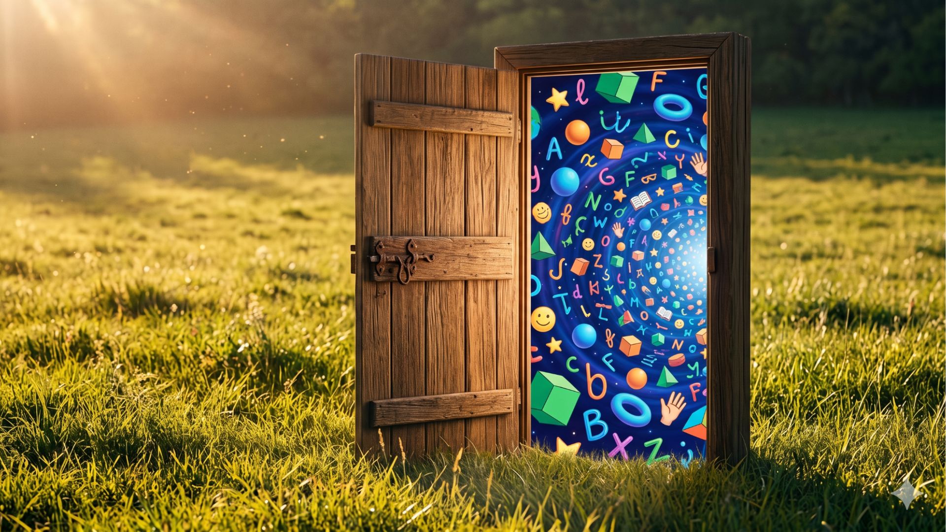 Imagem ilustra uma porta aberta para um novo mundo com a utilização de recursos para educação especial na pratica na educação.
