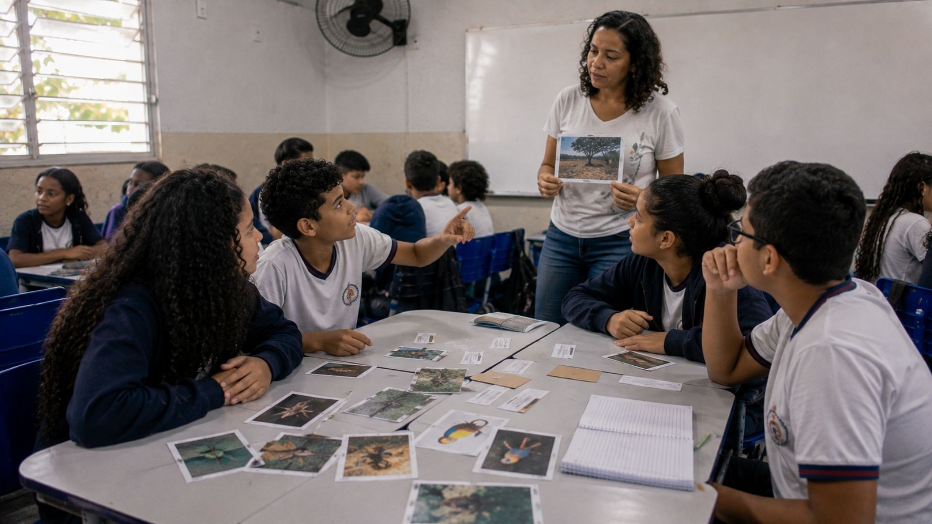 Imagem ilustra professora aplicando estratégias em Alunos desengajados para aumentar a participação na aprendizagem
